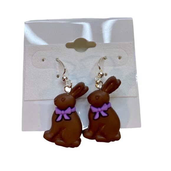 Chocolate Bunny Earrings. Perfect for Easter or Spring! - Picture 5 of 6